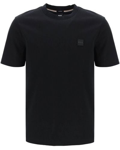 BOSS Normaler Fit T -Shirt mit Patch -Design - Schwarz