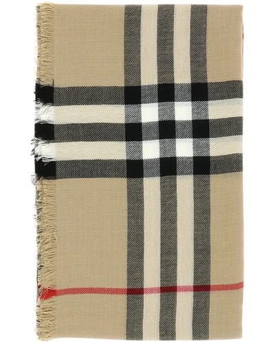 Burberry Check Wool -sjaal - Naturel