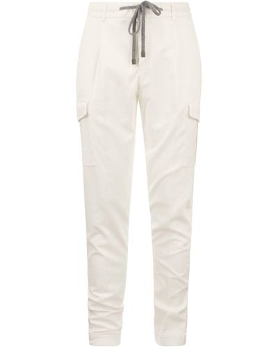 Peserico Pantalon de jogger de fret en velours - Blanc