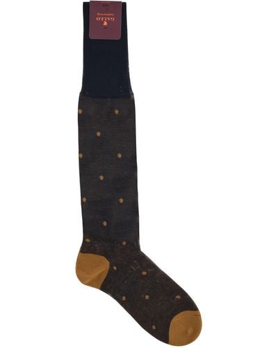 Gallo Polka Dot Cotton Long Socks - Zwart