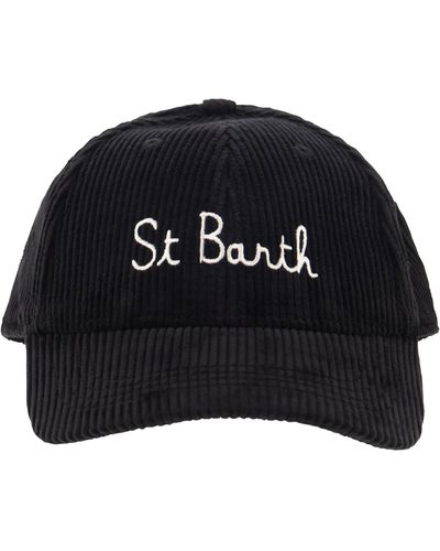 Mc2 Saint Barth Corduroy Baseball Cap With Embroidery - Black