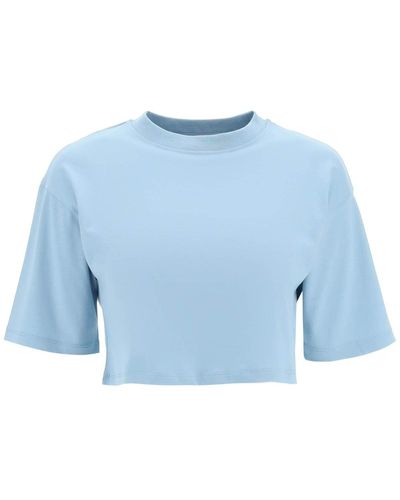Loulou Studio 'gupo' Mercerized Katoen Bijgesneden T -shirt - Blauw
