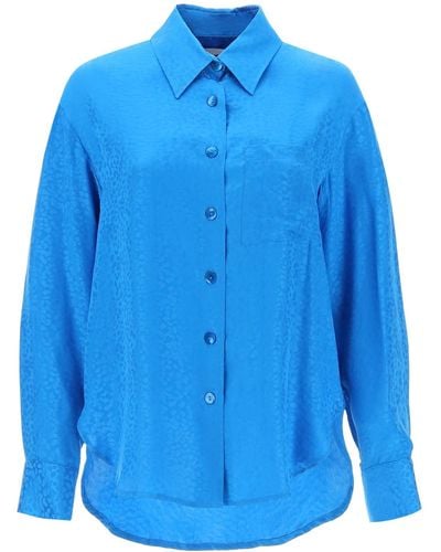 Art Dealer Kunsthändler Charlie Shirt in Jacquard Silk - Bleu