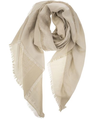 Max Mara Geode Silk And Cotton Jacquard Shawl - Natural