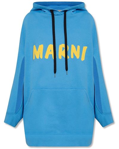 Marni Oversized Sweatshirt Met Capuchon - Blauw