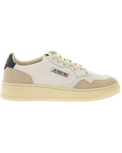 Autry Medalist Low - Leather And Suede Sneakers - Natural