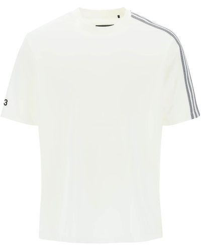 Y-3 3 Strepen Crew Neck T -shirt - Wit