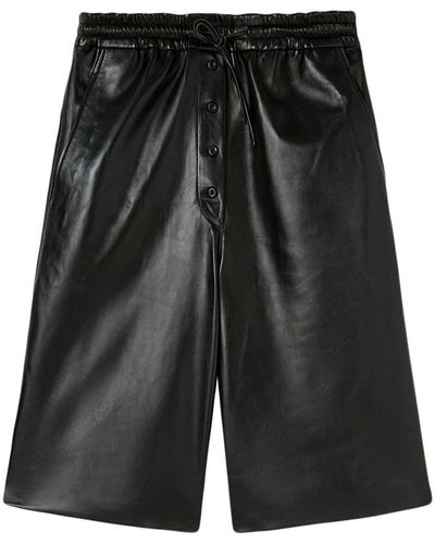 Jil Sander Leather Bermuda Shorts For - Black