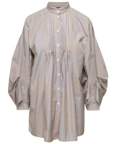 Alberta Ferretti Striped Poplin Shirt - Grey