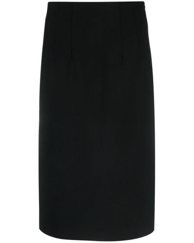 Peserico High-waist Straight Midi Skirt - Black
