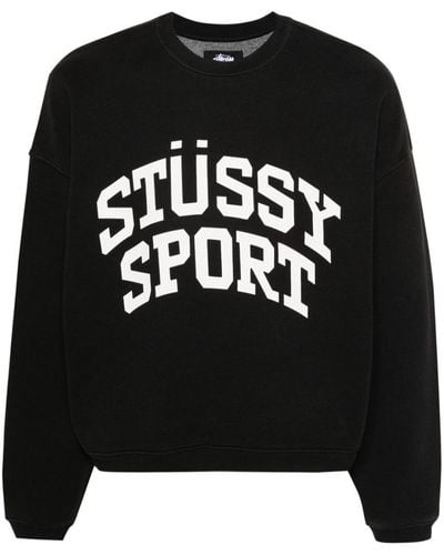 Stussy Logo Cotton Blend Sweatshirt - Black