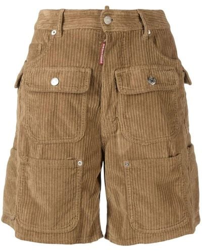 DSquared² Multi-pocket Corduroy Knee-length Shorts - Natural