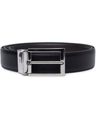 Zegna Reversible Leather Belt - Black