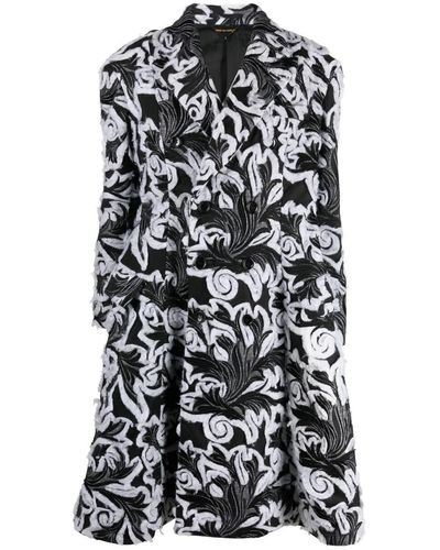 Comme des Garçons Floral Jacquard Double-breasted Coat - Black