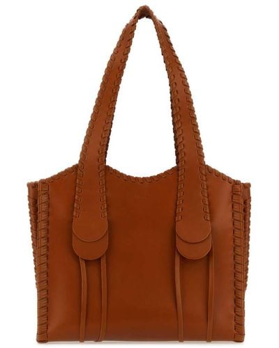 Chloé Caramel Leather Medium Mony Shopping Bag - Brown