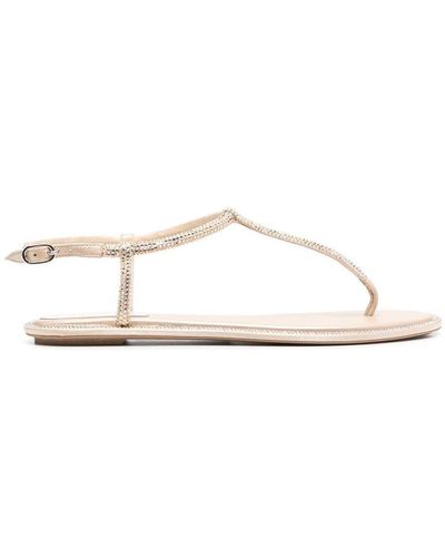 Rene Caovilla Beige Diana Low Jewel Sandals - White