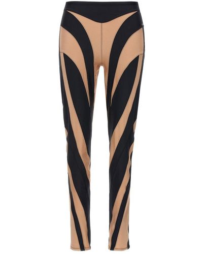 Mugler 'Bi-Color Spiral' Leggings - Black