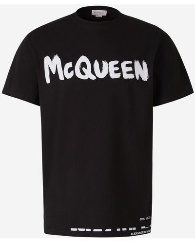 Alexander McQueen Graffiti Cotton T-shirt - Black