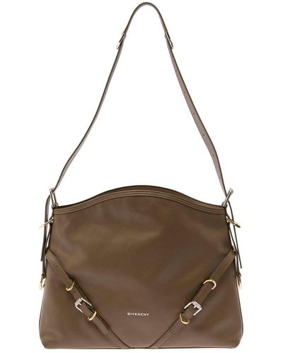 Givenchy 'Voyou' Shoulder Bag With Embossed Logo - Brown