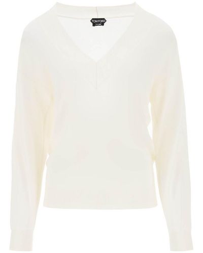 Tom Ford Jumper In Cashmere And Silk - White