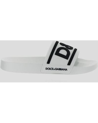 Dolce & Gabbana Rubber Beachwear Sliders - White