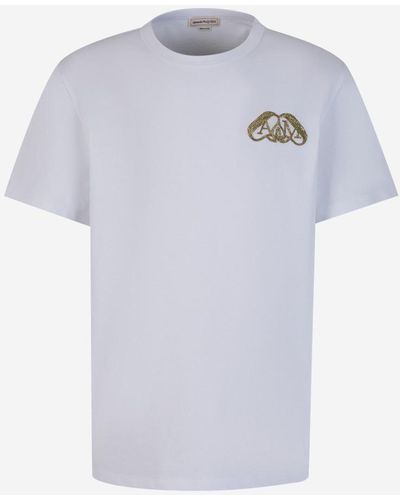 Alexander McQueen Embroidered Cotton T-shirt - White