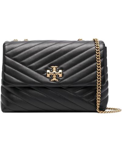 Tory Burch Kira Chevron Convertible Leather Shoulder Bag - Black