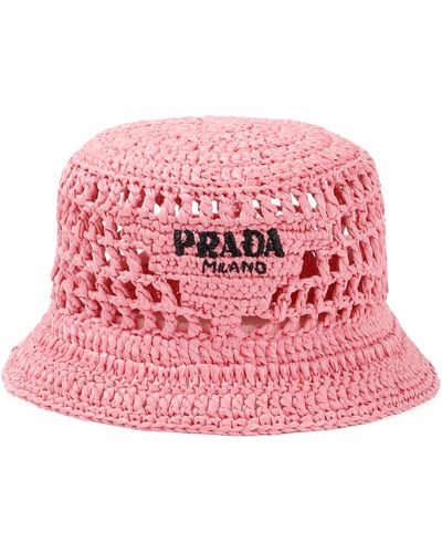 Prada Raffia Hat - Pink
