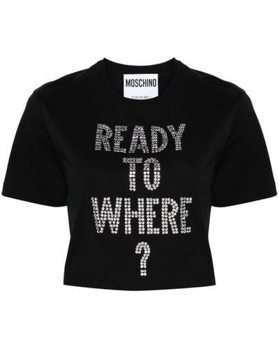 Moschino T-Shirt With Rhinestones - Black