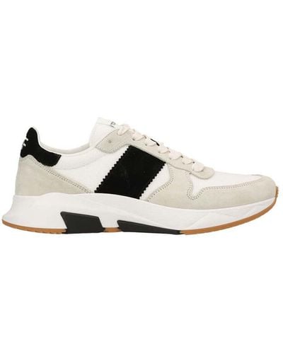 Tom Ford Logo Suede Sneakers - White