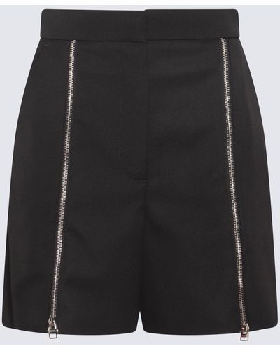 Alexander McQueen Black Wool Zipped Shorts