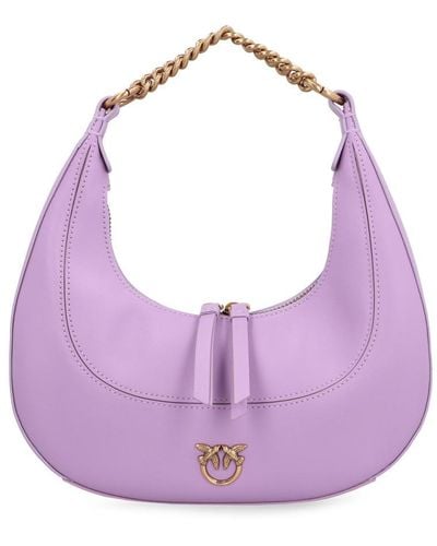 Pinko Brioche Mini Leather Hobo Bag - Purple