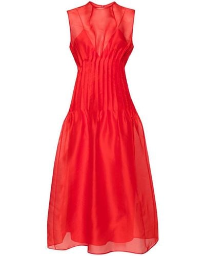 Khaite Wes` Silk Midi Dress - Red