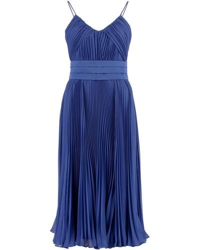 Max Mara Clarino Pleated Midi Dress - Blue