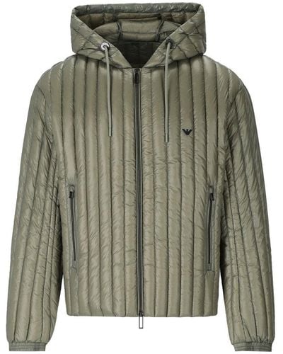 Emporio Armani Sage Green Hooded Down Jacket