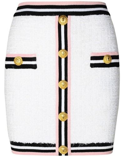 Balmain Viscose Blend Miniskirt - White