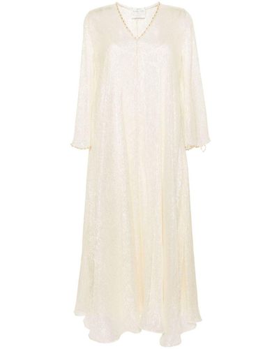 Forte Forte Chiffon Lurex Long Dress - White