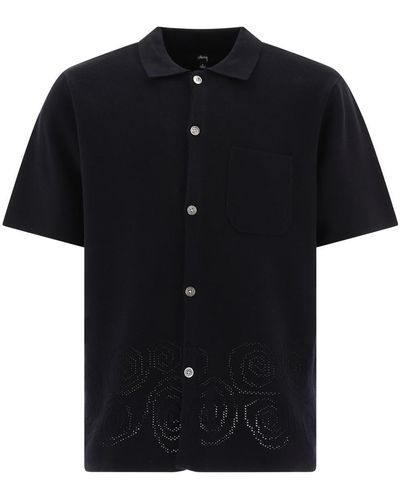 Stussy Perforated Swirl Knit Shirt - Black
