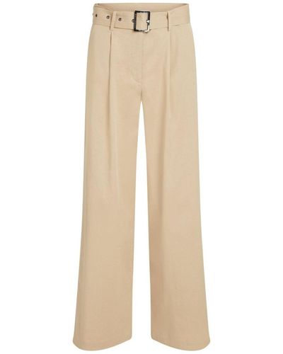 Karl Lagerfeld High-rise Wide-leg Trousers - Natural
