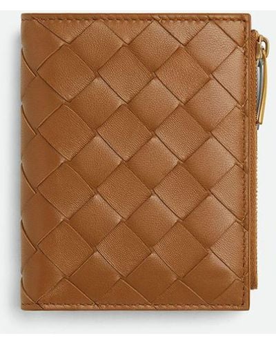 Bottega Veneta Small Woven Bi-fold Wallet Accessories - Brown