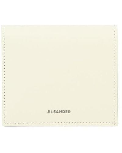Jil Sander Folded Wallet With Embossed Logo V - White