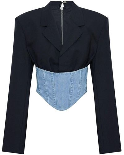 Dion Lee Corset-style Cropped Blazer - Blue