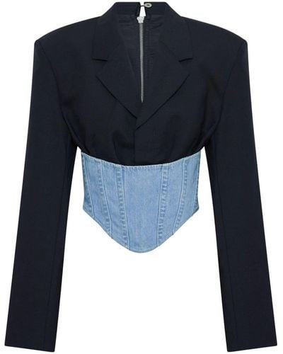 Dion Lee Corset-Style Cropped Blazer - Blue