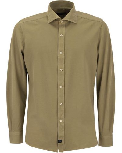 Fay Cotton French Collar Shirt - Green