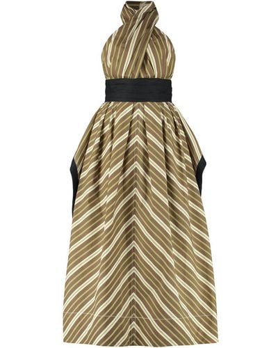 Tory Burch Striped Cotton Lmaxi Dress - Multicolour