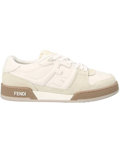 Fendi Neutral Match Suede Low-top Trainers - Men's - Calf Leather/rubber/fabric - Natural