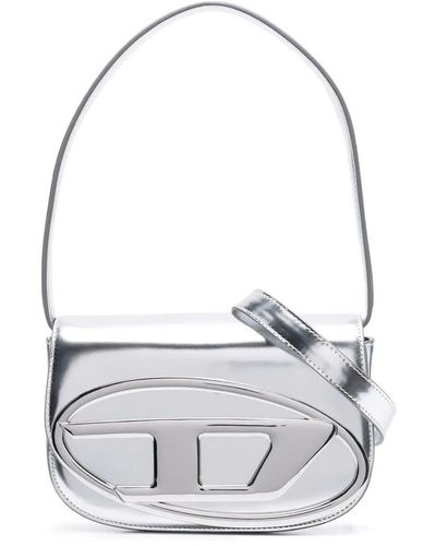 DIESEL Women Mirrored Leather 1dr Iconic Shoulder Bag - White