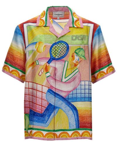 Casablancabrand 'crayon Tennis Player' Shirt - Blue
