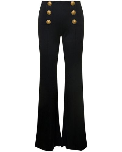 Balmain Button-embellished Flared Trousers - Black