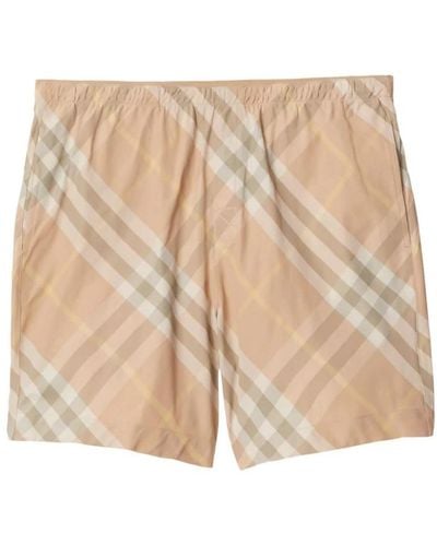 Burberry Check Beach Boxer Shorts - Natural